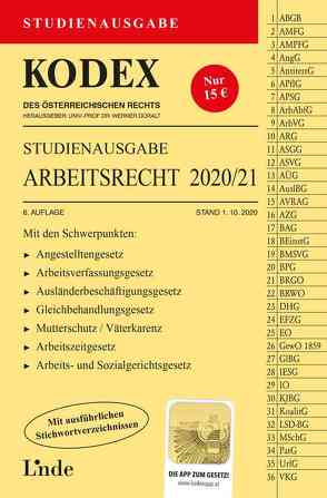 KODEX Studienausgabe Arbeitsrecht 2020/21 von Doralt,  Werner, Ercher-Lederer,  Gerda, Stech,  Edda