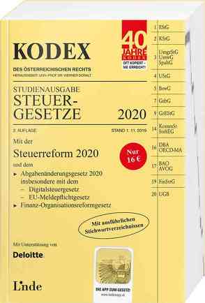 KODEX Studienausgabe Steuergesetze 2020 von Bodis,  Andrei, Doralt,  Werner