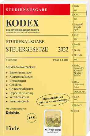 KODEX Studienausgabe Steuergesetze 2022 von Bodis,  Andrei, Doralt,  Werner