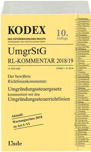 KODEX Umgründungssteuergesetz-Richtlinienkommentar 2018/19 von Doralt,  Werner, Wellinger,  Günter