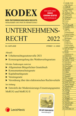 KODEX Unternehmensrecht 2022 – inkl. App von Doralt,  Werner, Weilinger,  Arthur