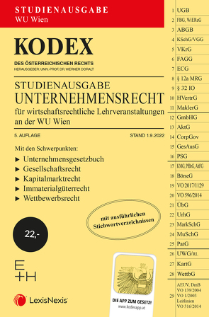 KODEX Unternehmensrecht für wirtschaftsrechtliche LVA 2022/23 von Doralt,  Werner