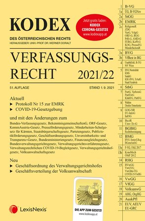 KODEX Verfassungsrecht 2021/22 – inkl. App von Doralt,  Werner, Lanner,  Christoph