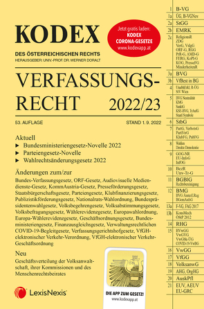 KODEX Verfassungsrecht 2022/23 – inkl. App von Doralt,  Werner, Lanner,  Christoph