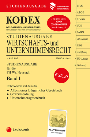 KODEX Wirtschafts- und Unternehmensrecht 2021 Band I von Doralt,  Werner, Gamsjäger,  Patrycja