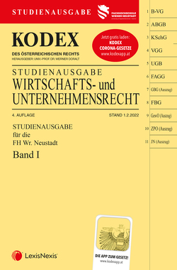 KODEX Wirtschafts- und Unternehmensrecht 2022 Band I – inkl. App von Doralt,  Werner, Gamsjäger,  Patrycja