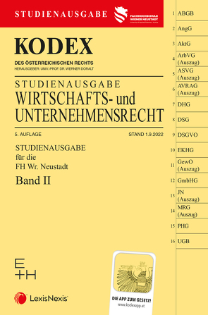 KODEX Wirtschafts- und Unternehmensrecht 2022 Band II – inkl. App von Doralt,  Werner, Gamsjäger,  Patrycja