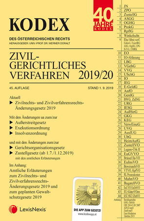 KODEX Zivilgerichtliches Verfahren 2019/20 von Doralt,  Werner, Stumvoll,  Heinrich