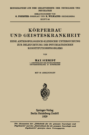 Körperbau und Geisteskrankheit von Schmidt,  Max