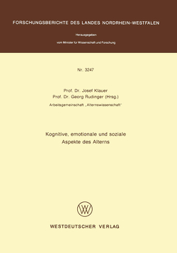 Kognitive, emotionale und soziale Aspekte des Alterns von Klauer,  Josef, Rudinger,  Georg