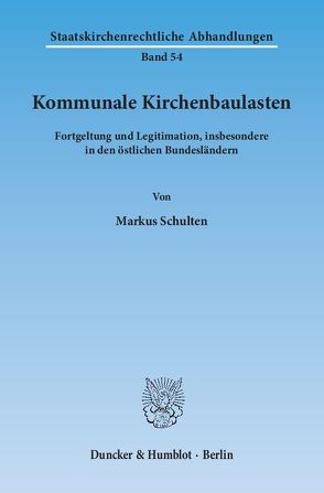 Kommunale Kirchenbaulasten. von Schulten,  Markus