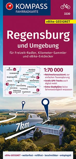 KOMPASS Fahrradkarte 3330 Regensburg und Umgebung 1:70.000 von KOMPASS-Karten GmbH