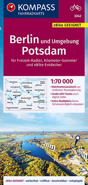 KOMPASS Fahrradkarte 3342 Berlin und Umgebung, Potsdam 1:70.000 von KOMPASS-Karten GmbH