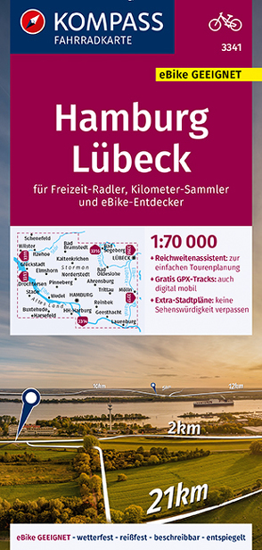 KOMPASS Fahrradkarte 3341 Hamburg, Lübeck 1:70.000 von KOMPASS-Karten GmbH
