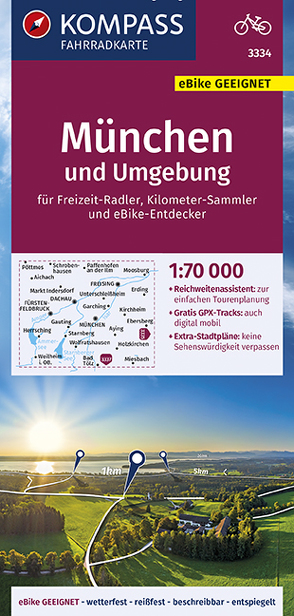 KOMPASS Fahrradkarte München und Umgebung 1:70.000, FK 3334 von KOMPASS-Karten GmbH