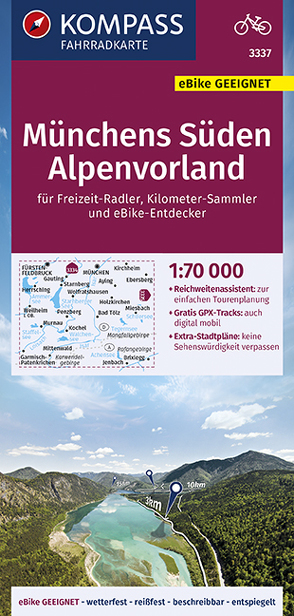 KOMPASS Fahrradkarte Münchens Süden, Alpenvorland 1:70.000, FK 3337 von KOMPASS-Karten GmbH