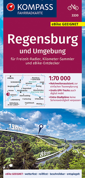 KOMPASS Fahrradkarte 3330 Regensburg und Umgebung 1:70.000 von KOMPASS-Karten GmbH