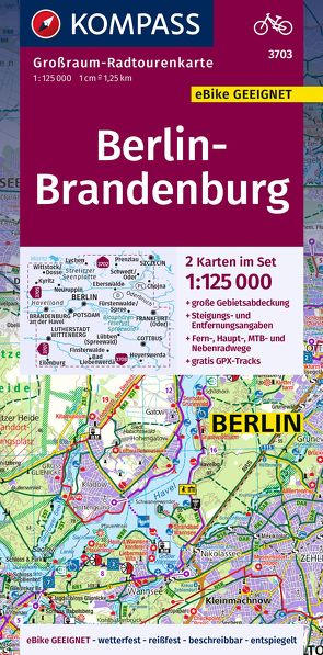 KOMPASS Großraum-Radtourenkarte 3703 Berlin-Brandenburg 1:125.000