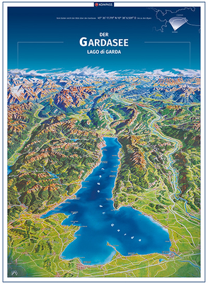 KOMPASS Panorama Der Gardasee, Lago di Garda, Poster von KOMPASS-Karten GmbH