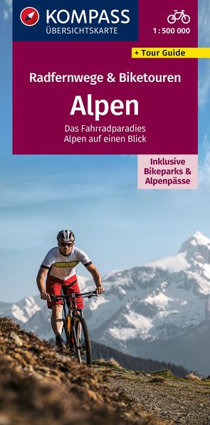 KOMPASS Radfernwegekarte & Biketouren Alpen – Übersichtskarte 1:500.000 von KOMPASS-Karten GmbH