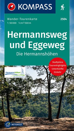 KOMPASS Wander-Tourenkarte Hermannsweg und Eggeweg, Die Hermannshöhen 1:50.000