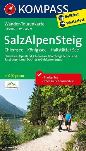 KOMPASS Wander-Tourenkarte Salz-Alpen-Steig – Chiemsee – Königssee – Hallstätter See 1:50.000