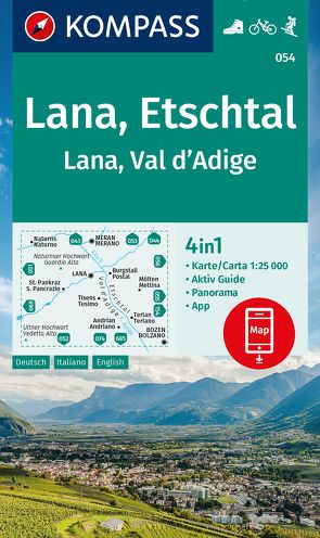 KOMPASS Wanderkarte 054 Lana, Etschtal Lana, Val d´Adige 1:25.000