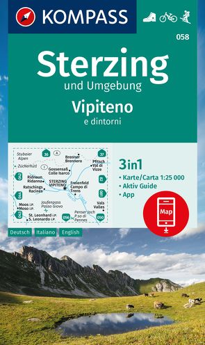 KOMPASS Wanderkarte 058 Sterzing und Umgebung, Vipteno e dintorni 1:25.000