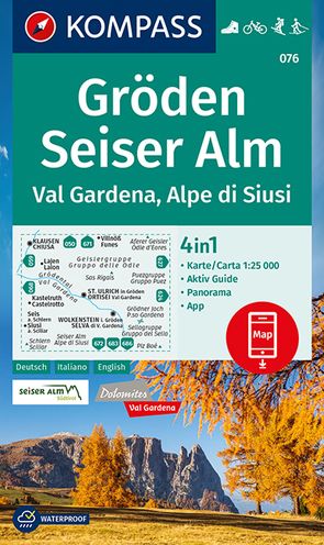 KOMPASS Wanderkarte 076 Gröden, Seiser Alm, Val Gardena, Alpe di Siusi 1:25.000 von KOMPASS-Karten GmbH