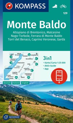 KOMPASS Wanderkarte 129 Monte Baldo, Malcesine, Nago-Torbole, Garda 1:25.000