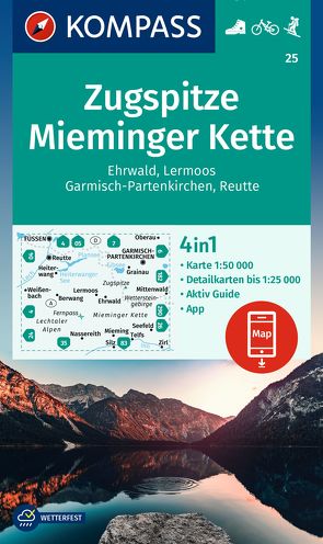 KOMPASS Wanderkarte 25 Zugspitze, Mieminger Kette, Ehrwald, Lermoos, Garmisch-Partenkirchen, Reutte 1:50.000