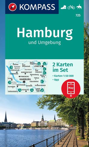 KOMPASS Wanderkarten-Set 725 Hamburg und Umgebung (2 Karten) 1:50.000 von KOMPASS-Karten GmbH