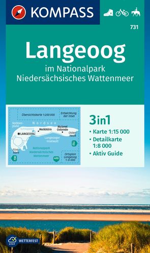 KOMPASS Wanderkarte 731 Langeoog im Nationalpark Niedersächsisches Wattenmeer 1:15.000