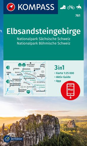 KOMPASS Wanderkarte 761 Elbsandsteingebirge, Nationalpark Sächsische Schweiz, Nationalpark Böhmische Schweiz 1:25.000 von KOMPASS-Karten GmbH