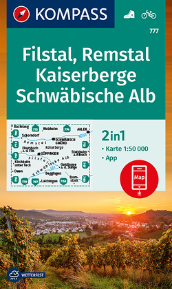 KOMPASS Wanderkarte 777 Filstal, Remstal, Kaiserberge, Schwäbische Alb 1:50.000