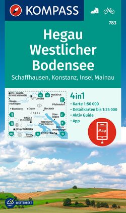 KOMPASS Wanderkarte 783 Hegau Westlicher Bodensee, Schaffhausen, Konstanz, Insel Mainau 1:50.000