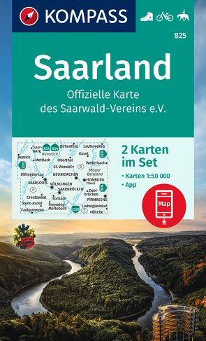 KOMPASS Wanderkarten-Set 825 Saarland, Offizielle Karte des Saarwald-Vereins e.V. (2 Karten) 1:50.000