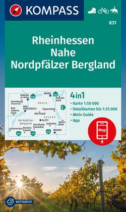 KOMPASS Wanderkarte 831 Rheinhessen, Nahe, Nordpfälzer Bergland 1:50.000