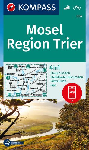 KOMPASS Wanderkarte 834 Mosel, Region Trier 1:50.000