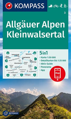 KOMPASS Wanderkarte 3 Allgäuer Alpen, Kleinwalsertal 1:50.000 von KOMPASS-Karten GmbH