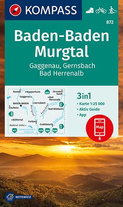 KOMPASS Wanderkarte 872 Baden-Baden, Murgtal, Gaggenau, Gernsbach, Bad Herrenalb 1:25.000 von KOMPASS-Karten GmbH