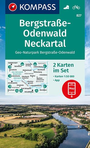 KOMPASS Wanderkarten-Set 827 Bergstraße-Odenwald, Neckartal, Geo-Naturpark Bergstraße-Odenwald (2 Karten) 1:50.000 von KOMPASS-Karten GmbH