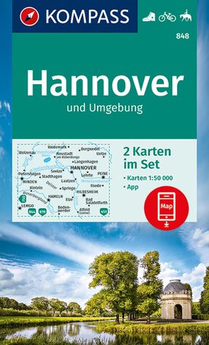 KOMPASS Wanderkarte 848 KOMPASS Wanderkarten-Set: Hannover und Umgebung – Wanderkarten-Set mit Naturführer in der Schutzhülle. GPS-genau. – 1:50000 – WK 848 von KOMPASS-Karten GmbH