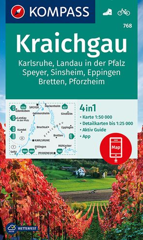 KOMPASS Wanderkarte 768 Kraichgau, Karlsruhe, Landau i. d. Pfalz, Speyer, Sinsheim, Eppingen, Bretten, Pforzheim, 768 1:50.000 von KOMPASS-Karten GmbH