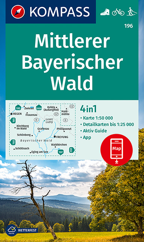 KOMPASS Wanderkarte 196 Mittlerer Bayerischer Wald 1:50.000 von KOMPASS-Karten GmbH