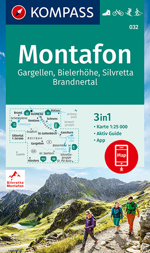 KOMPASS Wanderkarte 032 Montafon, Gargellen, Bielerhöhe, Silvretta 1:25.000 von KOMPASS-Karten GmbH