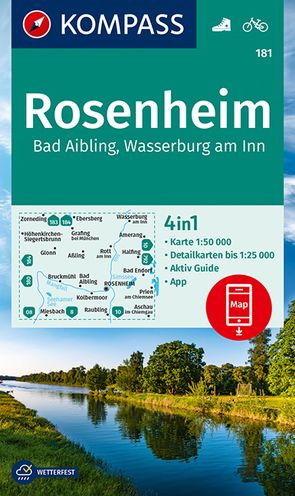 KOMPASS Wanderkarte 181 Rosenheim, Bad Aibling, Wasserburg am Inn 1:50.000 von KOMPASS-Karten GmbH