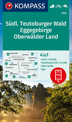 KOMPASS Wanderkarte 844 Südlicher Teutoburger Wald – Eggegebirge – Oberwälder Land 1:50.000 von KOMPASS-Karten GmbH