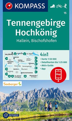 KOMPASS Wanderkarte 15 Tennengebirge, Hochkönig, Hallein, Bischofshofen 1:50.000 von KOMPASS-Karten GmbH