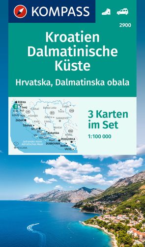 KOMPASS Wanderkarten-Set 2900 Kroatien, Dalmatinische Küste (3 Karten) 1:100.000